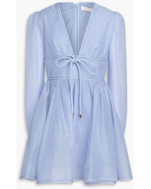 Zimmermann Linen And Silk-Blend Organza Mini Dress - Blue