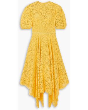 Costarellos Julane Asymmetric Lace Dress - Yellow