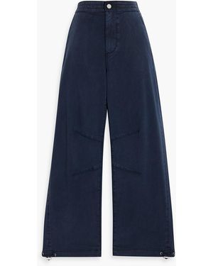 PAIGE Reid Cropped Lyocell-Blend Twill Tapered Pants - Blue