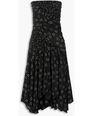 Isabel Marant Calliope Strapless Ruched Printed Silk Midi Dress - Black