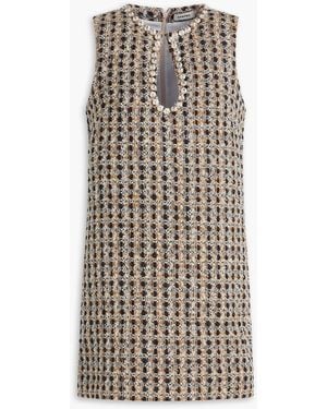 Sandro Crystal-Embellished Metallic Tweed Mini Dress - Brown
