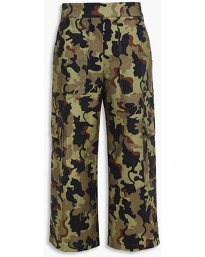 Vivetta Cropped hose mit weitem bein aus twill aus einer baumwollmischung mit camouflage-print - Grün