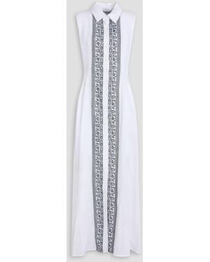Evi Grintela Carine Embroidered Linen Maxi Shirt Dress - White