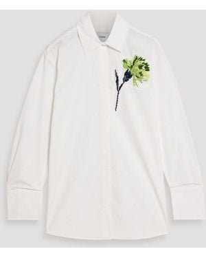 Erdem Embroidered Cotton-Poplin Shirt - White