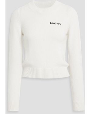 Palm Angels Embroidered Knitted Jumper - White