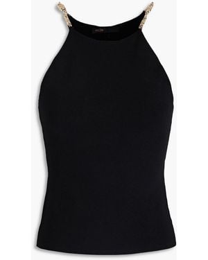 Maje Embellished Knitted Top - Black