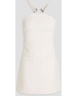 Maje Embellished Metallic Cotton-Blend Tweed Mini Dress - White