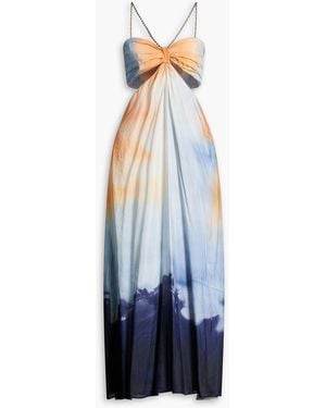 Maje Cutout Printed Woven Maxi Dress - Blue