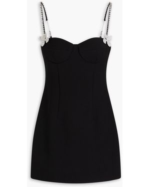 Area Crystal-embellished Wool-blend Crepe Mini Dress - Black