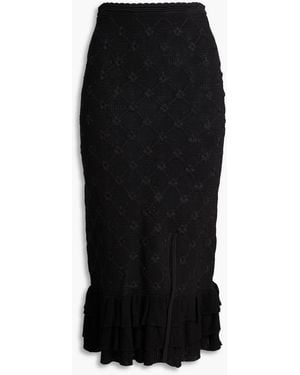 Sandro Ruffled Knitted Midi Skirt - Black