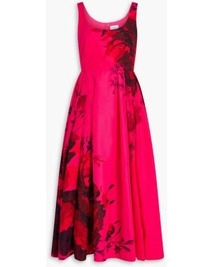 Erdem Floral-print Cotton-faille Midi Dress - Red