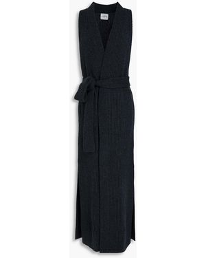 LeKasha Roslyn Ribbed Cashmere Cardigan - Black