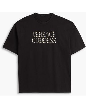 Versace Studded Cotton-jersey T-shirt - Black