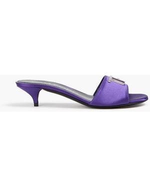 Tom Ford Crystal-Embellished Satin Mules - Blue