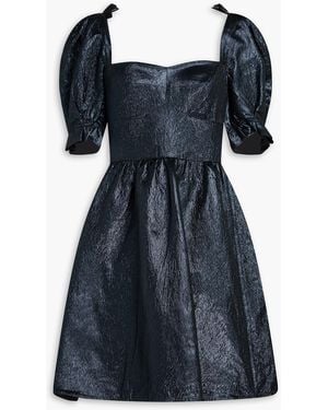 Saloni Rachel D Metallic Cloqué Mini Dress - Black