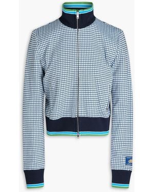 Marni Checked Jacquard-Knit Track Jacket - Blue
