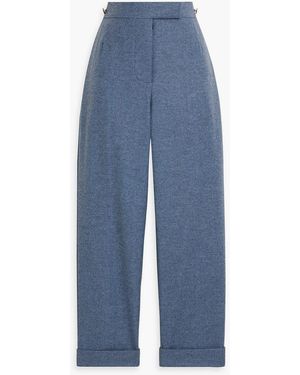 Thom Browne Cropped Wool-Flannel Tapered Pants - Blue