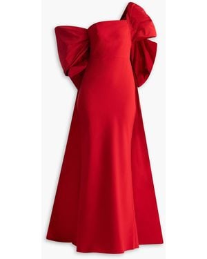 Marchesa Cold-shoulder Cutout Crepe Gown - Red
