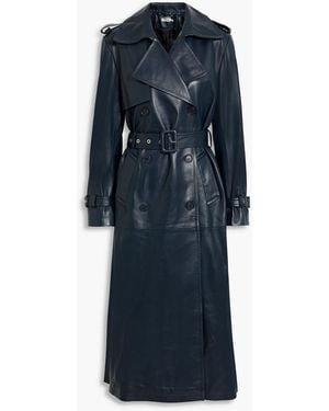 Jonathan Simkhai Georgianna Belted Leather Trench Coat - Blue