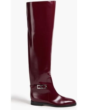 Sergio Rossi Buckled Glossed-Leather Over-The-Knee Boots - Red