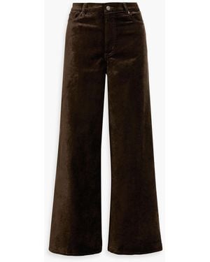 FRAME Le Slim Palazzo Cotton-Blend Velvet Wide-Leg Pants - Black