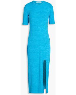 Samsøe & Samsøe Midikleid aus geripptem jersey aus einer ecovero-mischung in space-dye-optik - Blau
