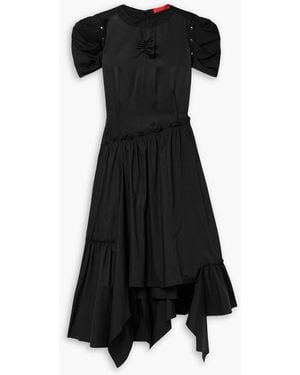 Commission Canyon Asymmetric Paneled Silk-satin And Cotton-blend Poplin Dress - Black