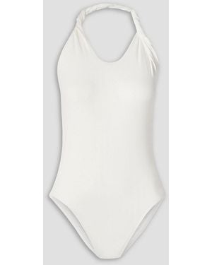 TOVE Enya Twisted Stretch-Jersey Halterneck Bodysuit - White