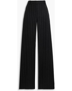 Veronica de Piante Anya Pinstriped Wool Wide-Leg Pants - Black