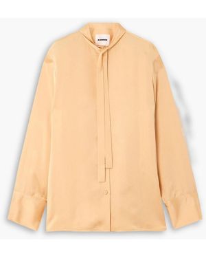 Jil Sander Tie-Neck Satin Shirt - Natural