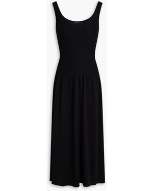 Theory Waffle-knit Cotton-blend Midi Dress - Black