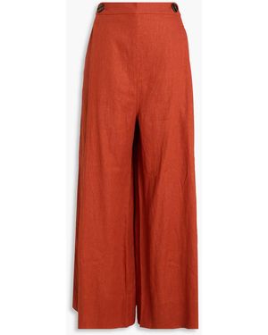 FARM Rio Linen Wide-Leg Trousers - Orange