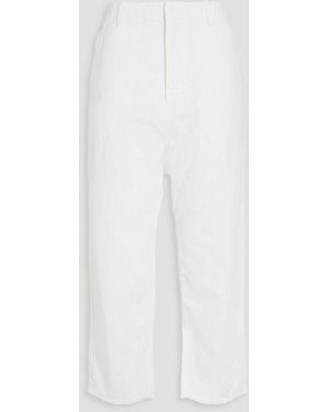 Nili Lotan Luna Cropped Cotton And Linen-blend Twill Trousers - White