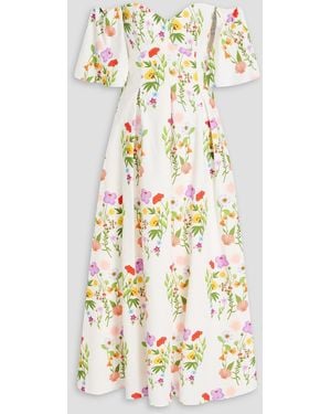 Borgo De Nor Gracie Off-the-shoulder Floral-print Cotton-blend Maxi Dress - White