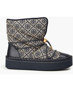 Tory Burch Jacquard And Leather Snow Boots - Black
