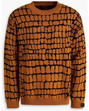Versace Jacquard-Knit Wool-Blend Jumper - Brown