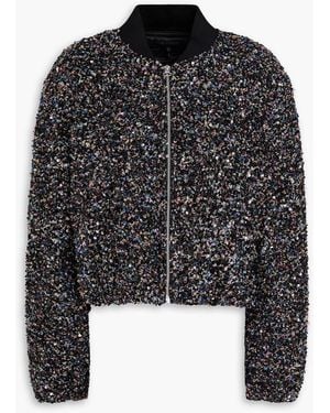 Rag & Bone Samira Sequin-Embellished Bouclé Bomber Jacket - Black