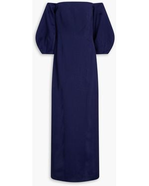 Galvan London Ponza Off-The-Shoulder Satin-Crepe Maxi Dress - Blue