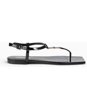 Versace Medusa Embellished Patent-leather Sandals - Black
