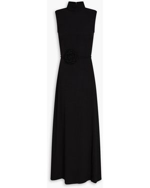 ROTATE BIRGER CHRISTENSEN Floral-Appliquéd Jacquard Maxi Dress - Black