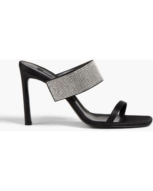 Sergio Rossi Crystal-embellished Satin Mules - Black