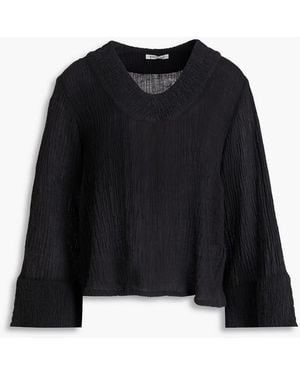 By Malene Birger Moon Ramie And Cotton-blend Gauze Blouse - Black