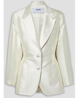 Christopher John Rogers Blazer aus satin aus einer baumwoll-seidenmischung mit raffung - Weiß