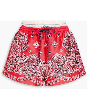 Sandro Layered Printed Satin-Twill Shorts