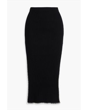 NAADAM Ribbed Cashmere And Cotton-Blend Midi Skirt - Black