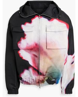 McQueen Printed Twill Hooded Jacket - Black