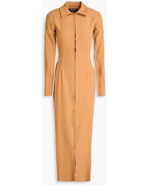 Jacquemus Cutout Woven Maxi Shirt Dress - Orange