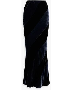 retroféte Venus Striped Velvet Maxi Skirt - Black