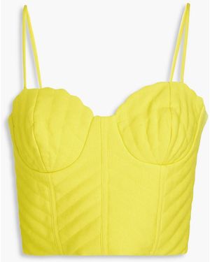 FARM Rio Cropped Quilted Cotton And Lyocell-blend Bustier Top - Yellow