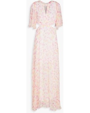 Maje Cutout Printed Georgette Maxi Dress - Pink
